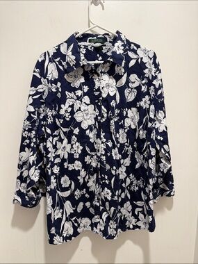 Lauren Ralph Lauren Plus Size Floral Button Up Top 3x